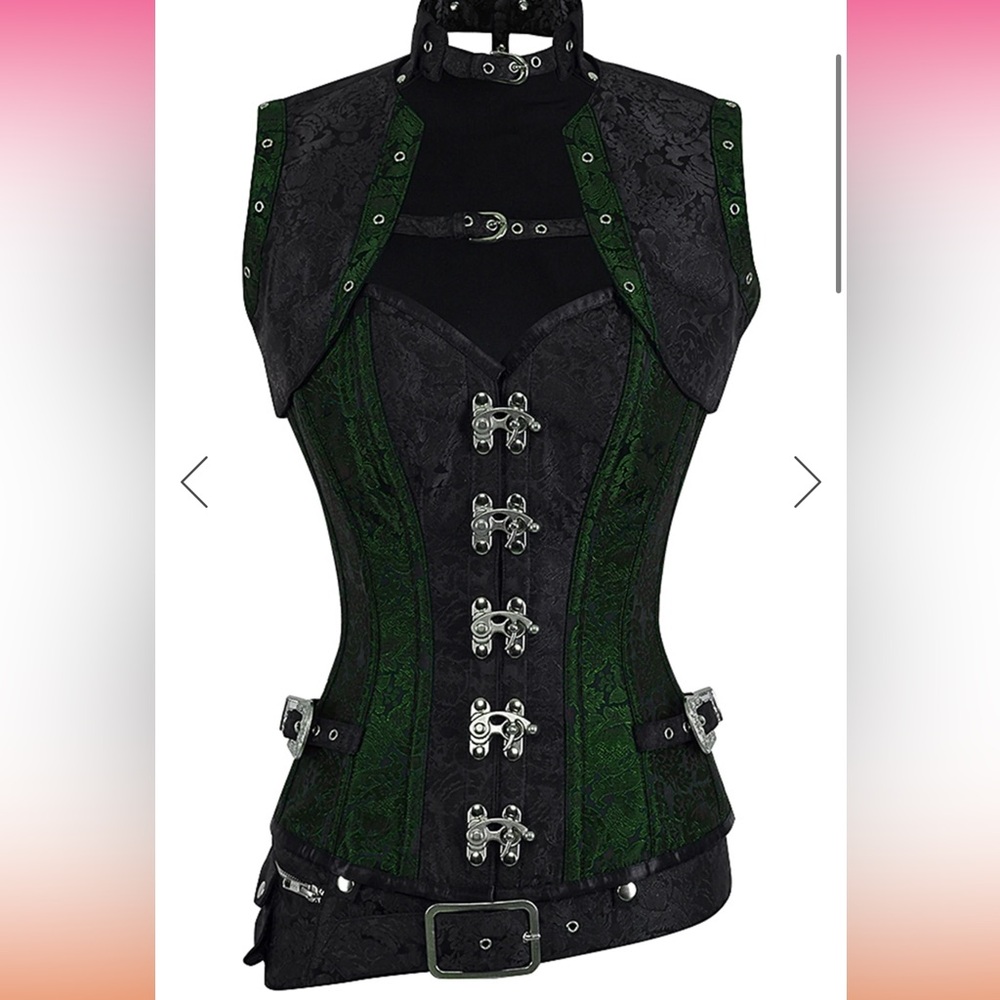 Elegant Black and Green Corset Vest
